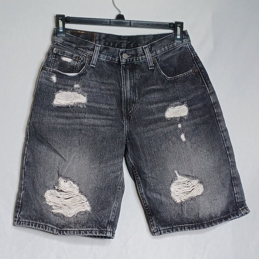 Levi's 569 Shorts Mens 29 Gray Distressed Bermuda Hip-Hop Streetwear Jorts Y2K